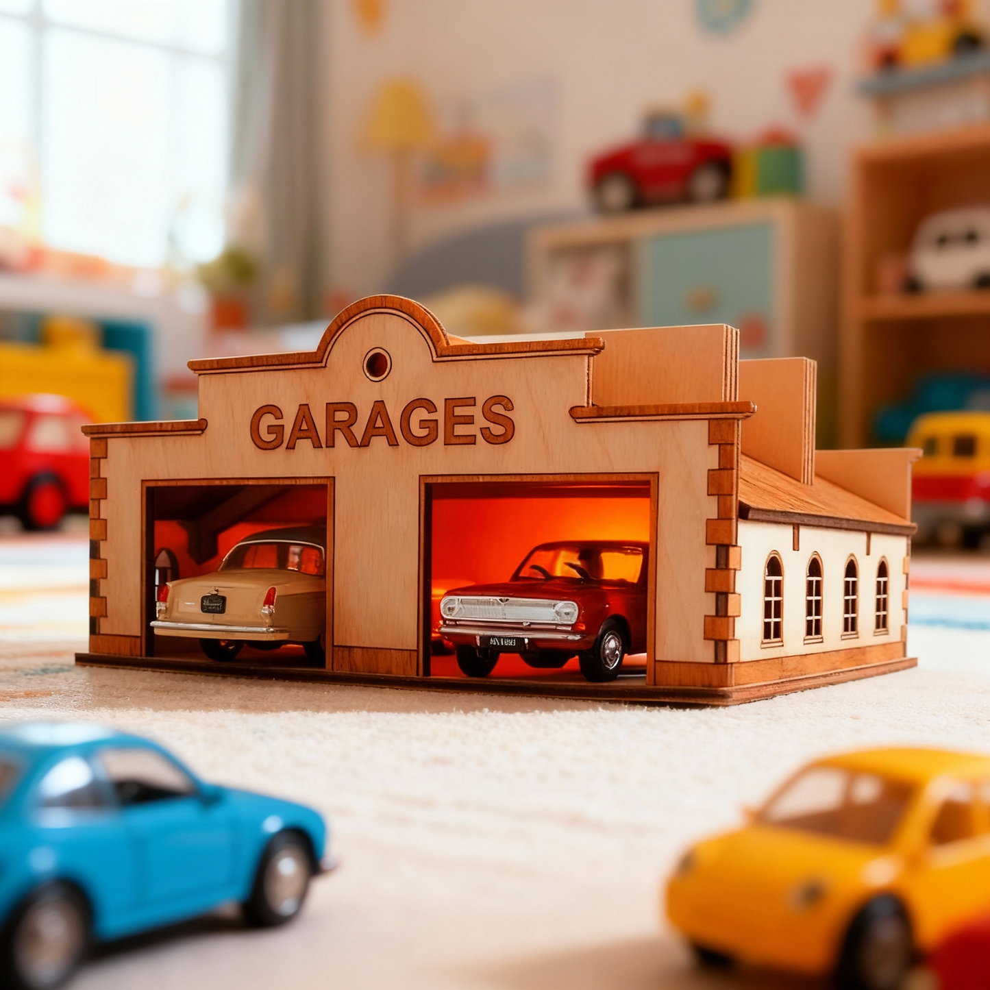Dřevěná garáž s dvěma stáními – kreativní stavebnice pro děti